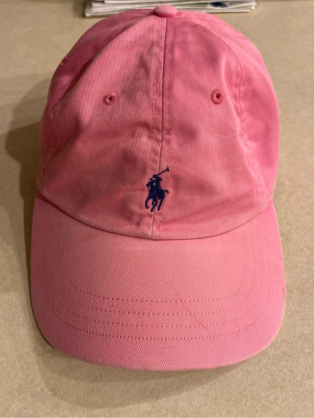 Polo pink baseball hat pink navy emblem adjustable womans Ralph Lauren